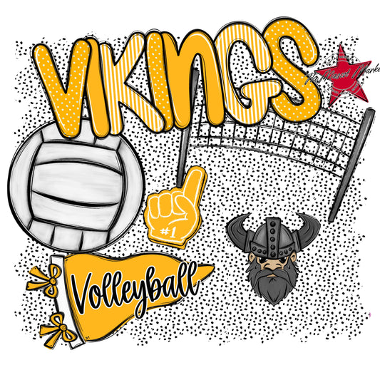 Vikings Volleyball Spirit-Yellow