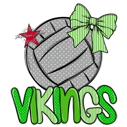 Vikings Volleyball Spirit Design-Bright Green