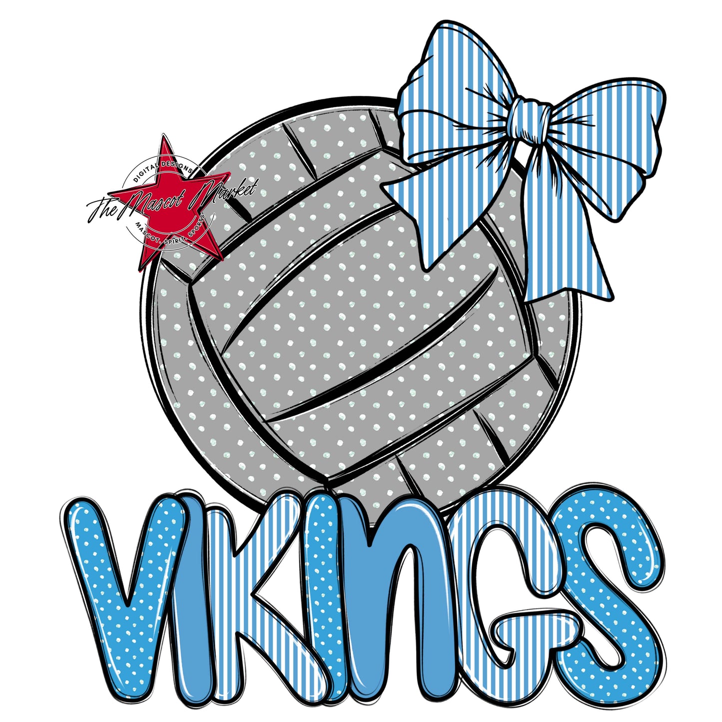 Vikings Volleyball Spirit Design-Carolina Blue