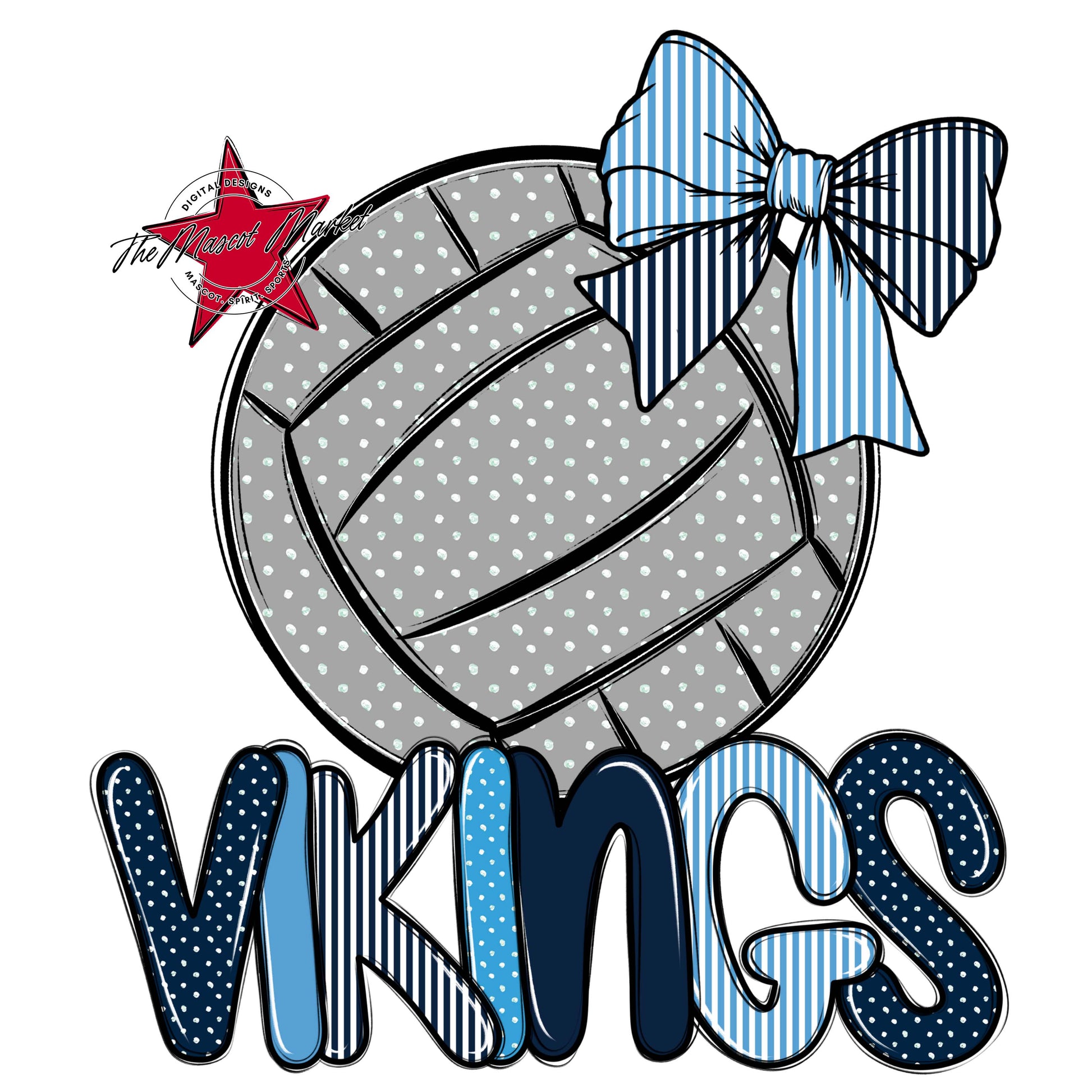 Vikings Volleyball Spirit Design-Navy & Carolina Blue