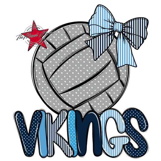 Vikings Volleyball Spirit Design-Navy & Carolina Blue