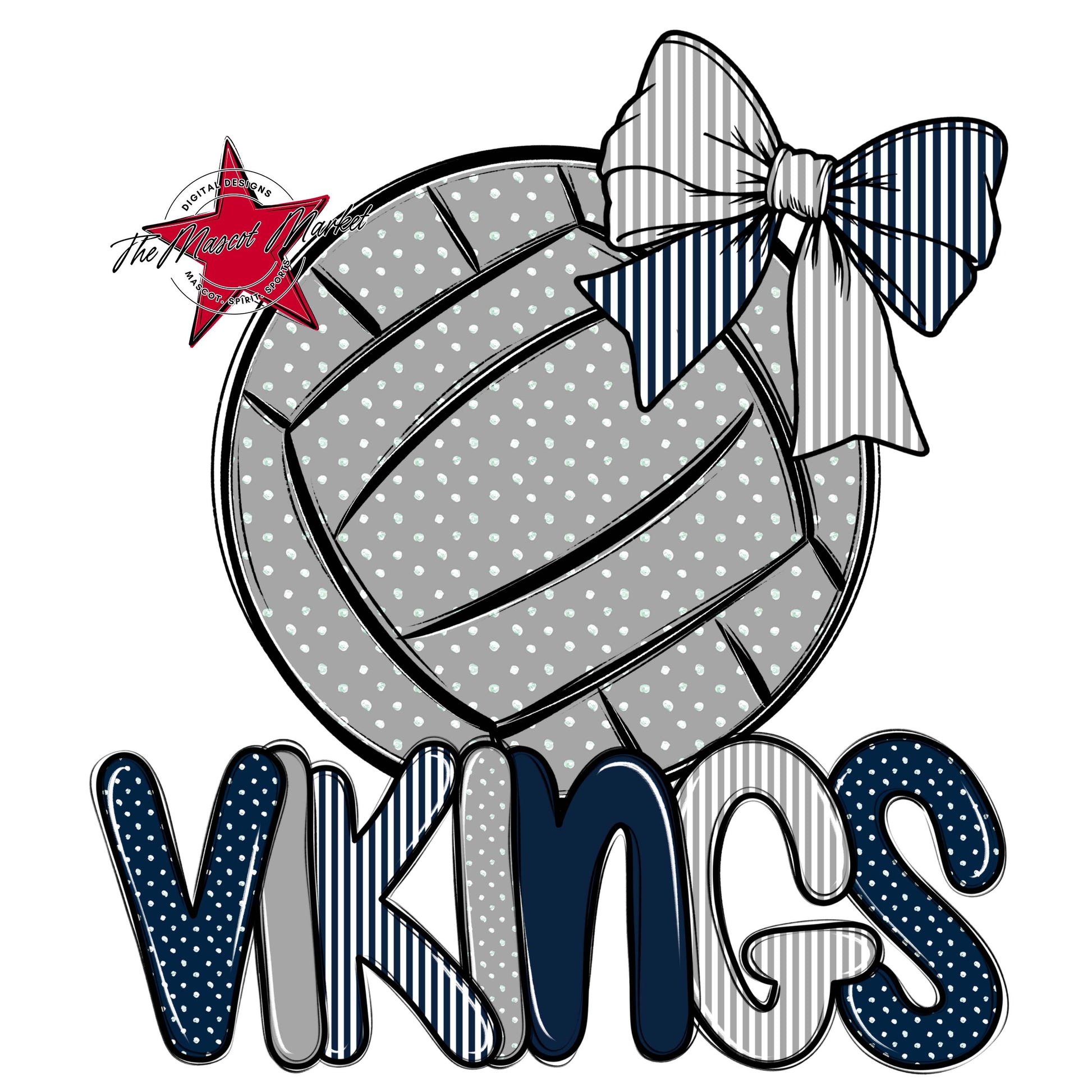 Vikings Volleyball Spirit Design-Navy & Grey