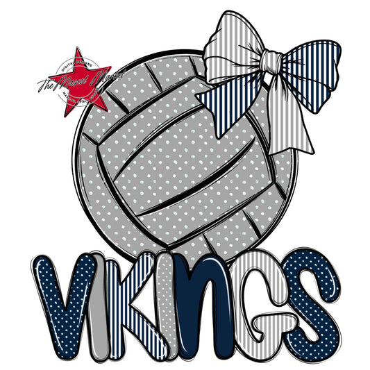 Vikings Volleyball Spirit Design-Navy & Grey