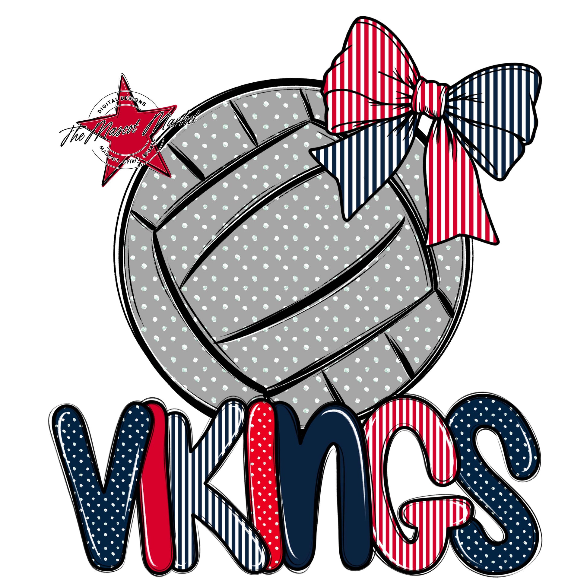 Vikings Volleyball Spirit Design-Navy & Red