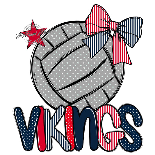 Vikings Volleyball Spirit Design-Navy & Red