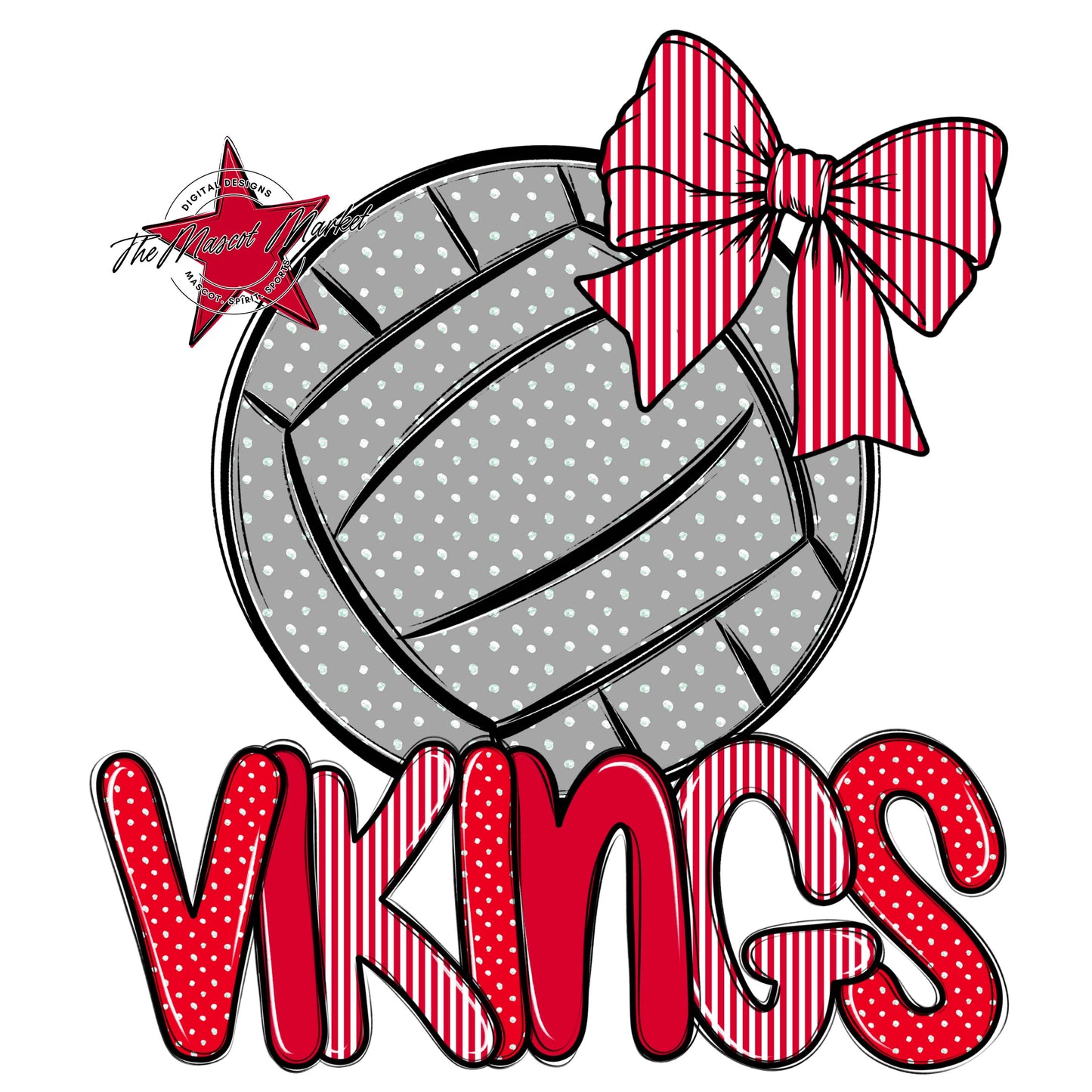 Vikings Volleyball Spirit Design-Red
