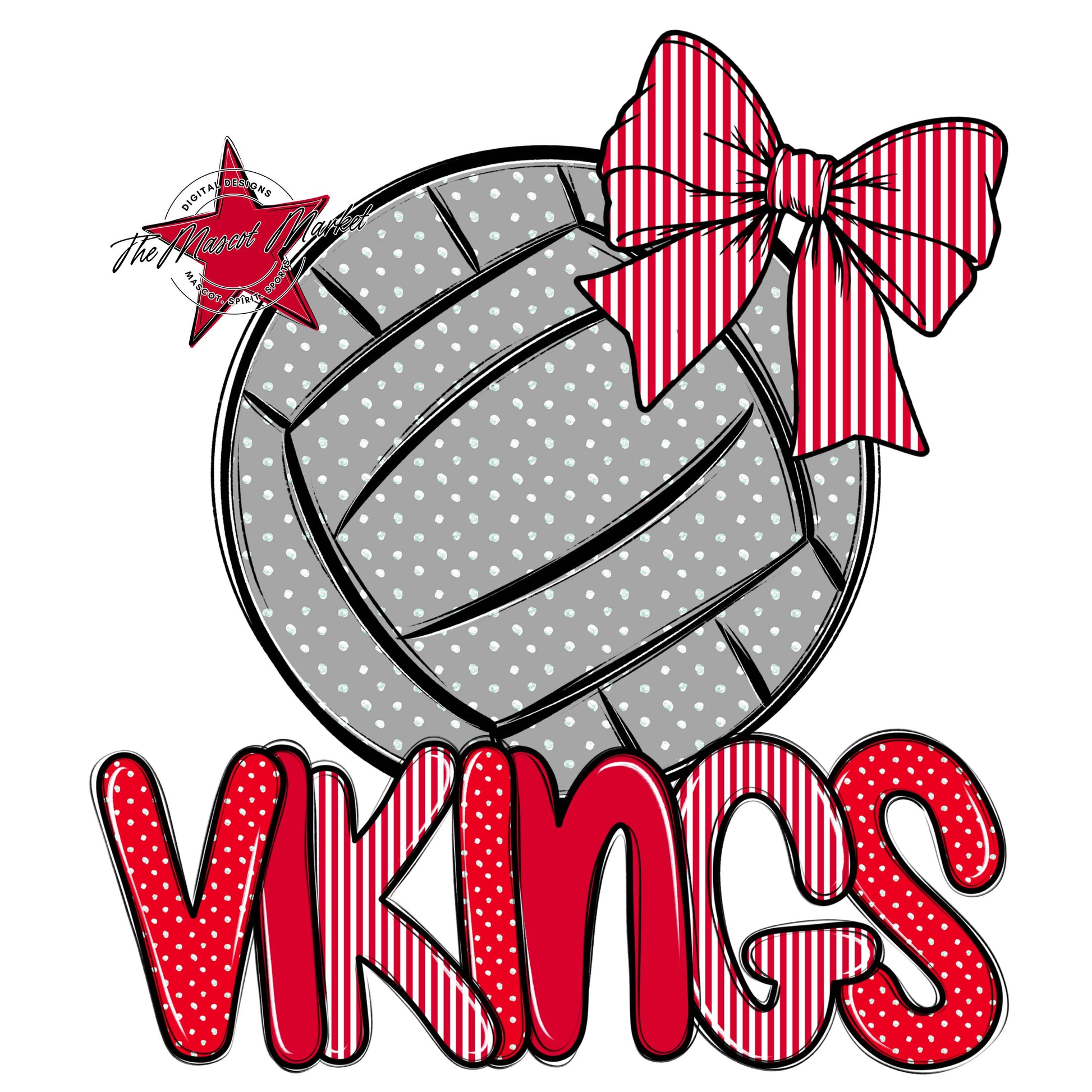 Vikings Volleyball Spirit Design-Red