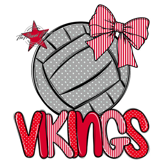 Vikings Volleyball Spirit Design-Red