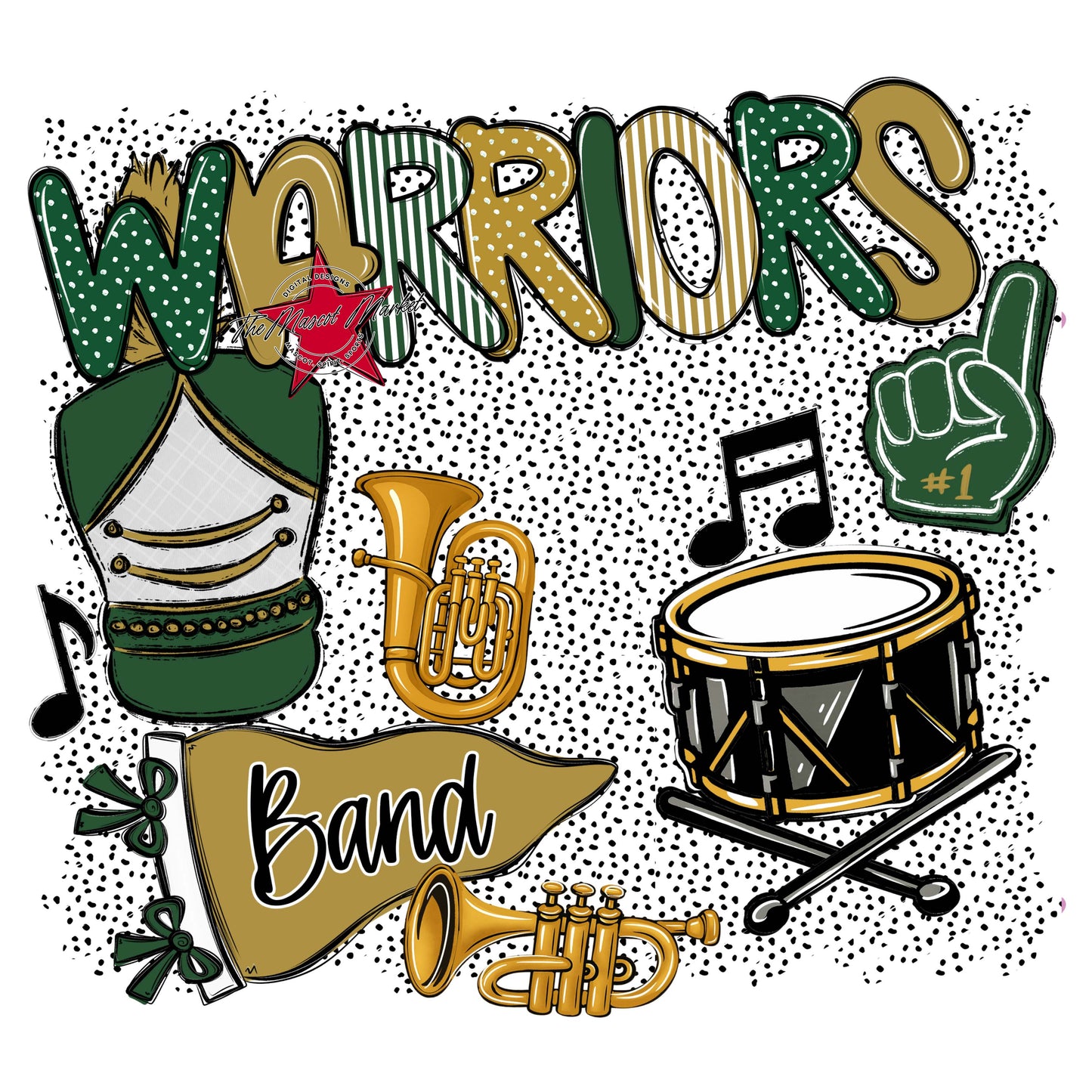 Warriors Band Spirit-Green & Gold