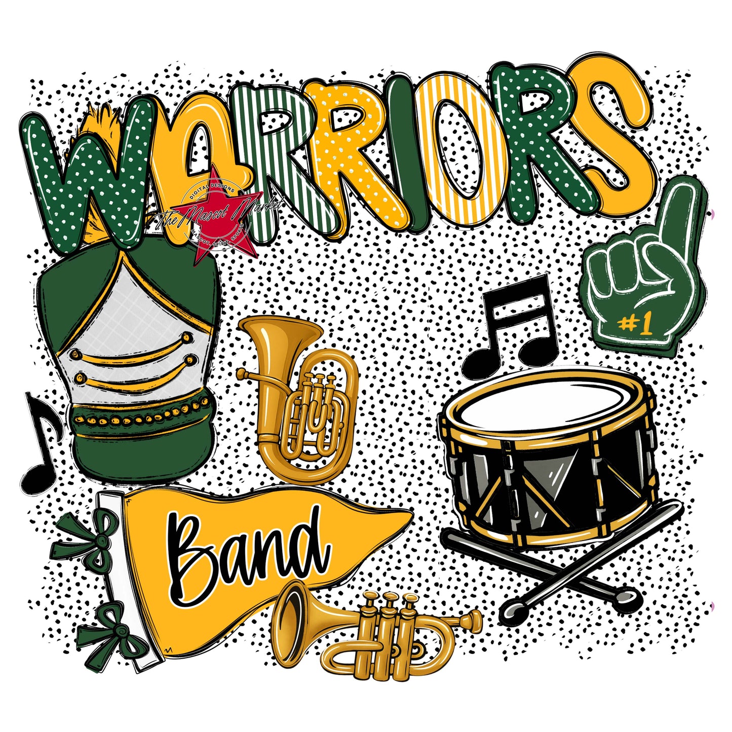Warriors Band Spirit-Green & Yellow