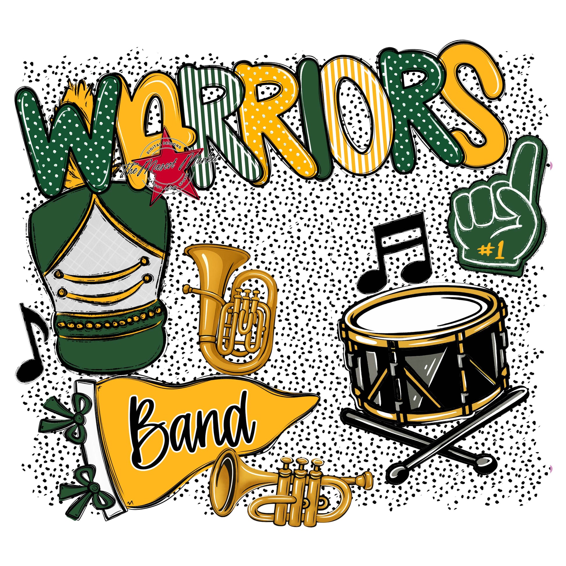Warriors Band Spirit-Green & Yellow