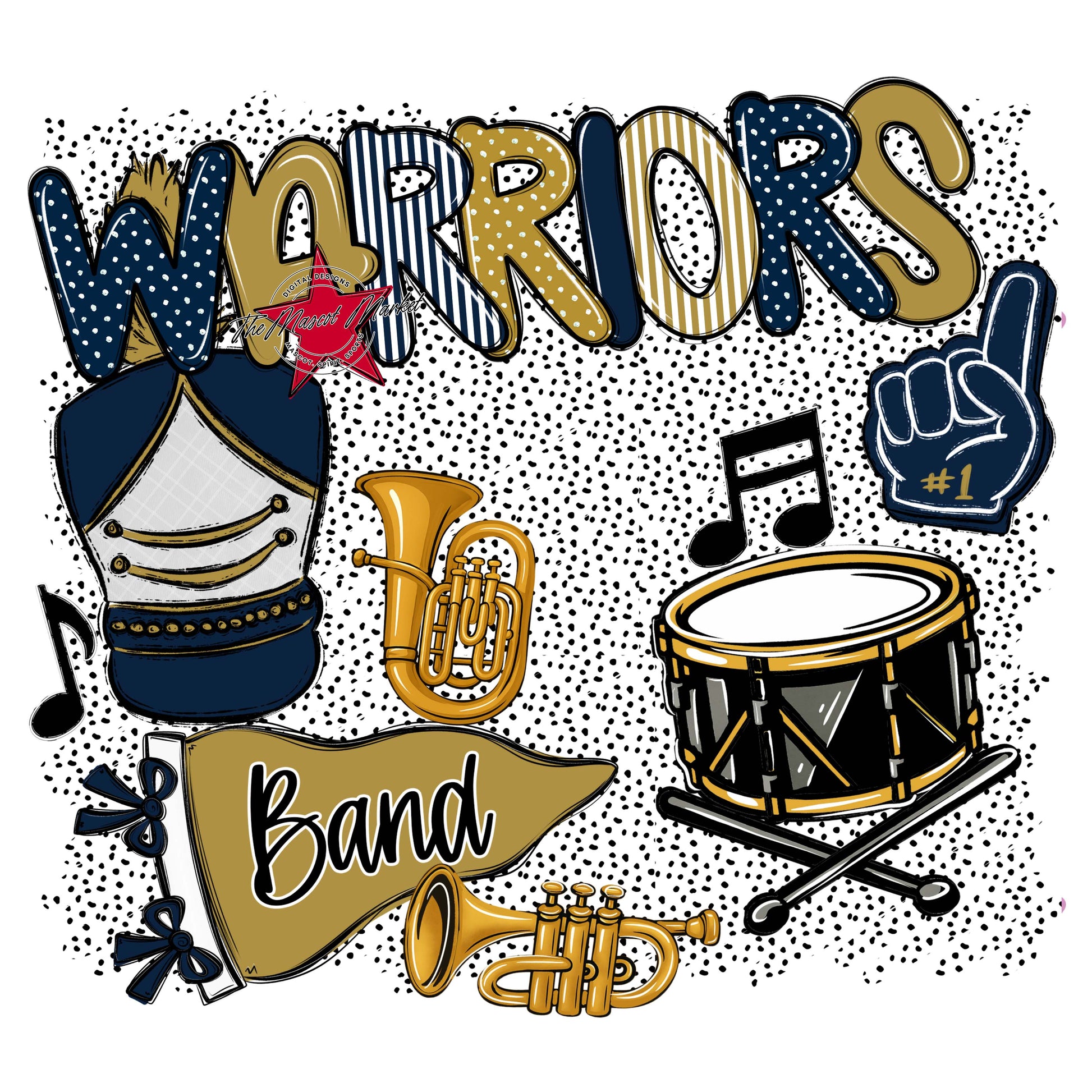 Warriors Band Spirit-Navy & Gold