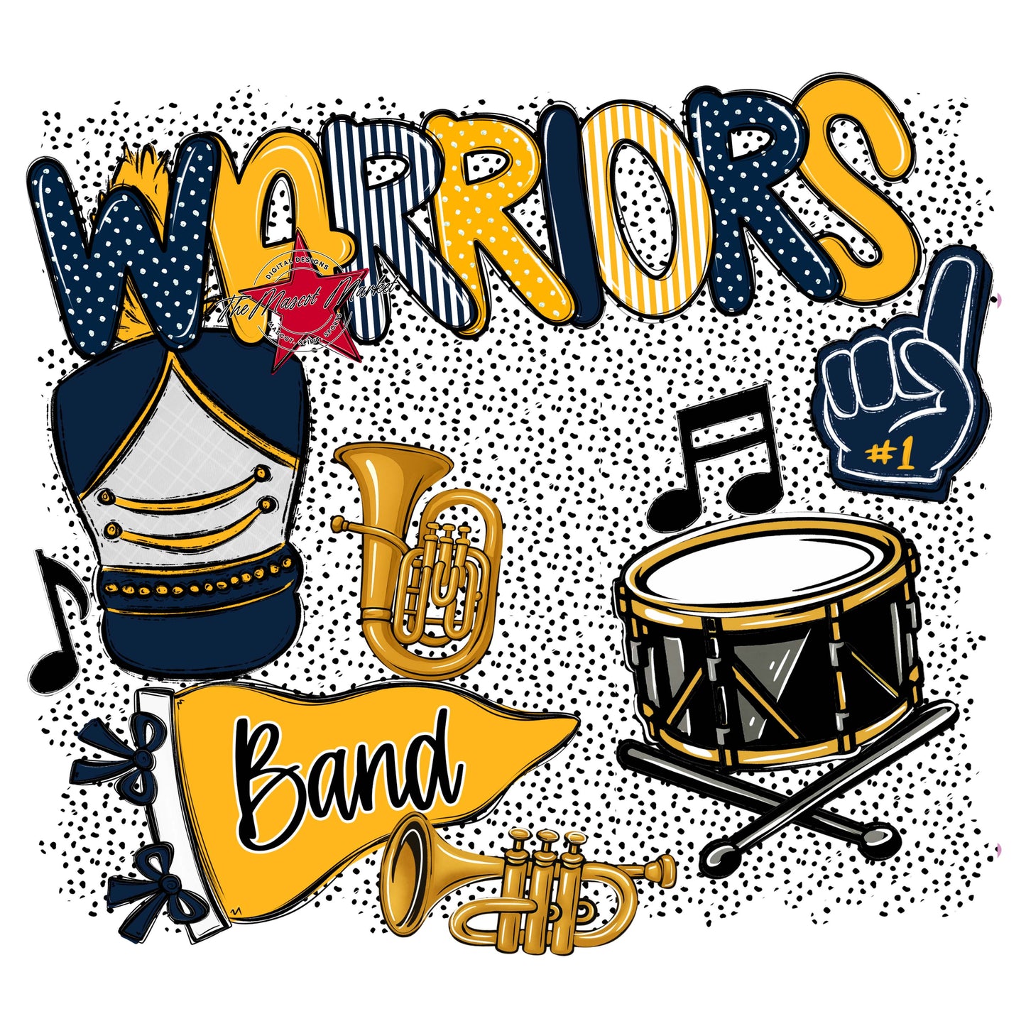 Warriors Band Spirit-Navy & Yellow