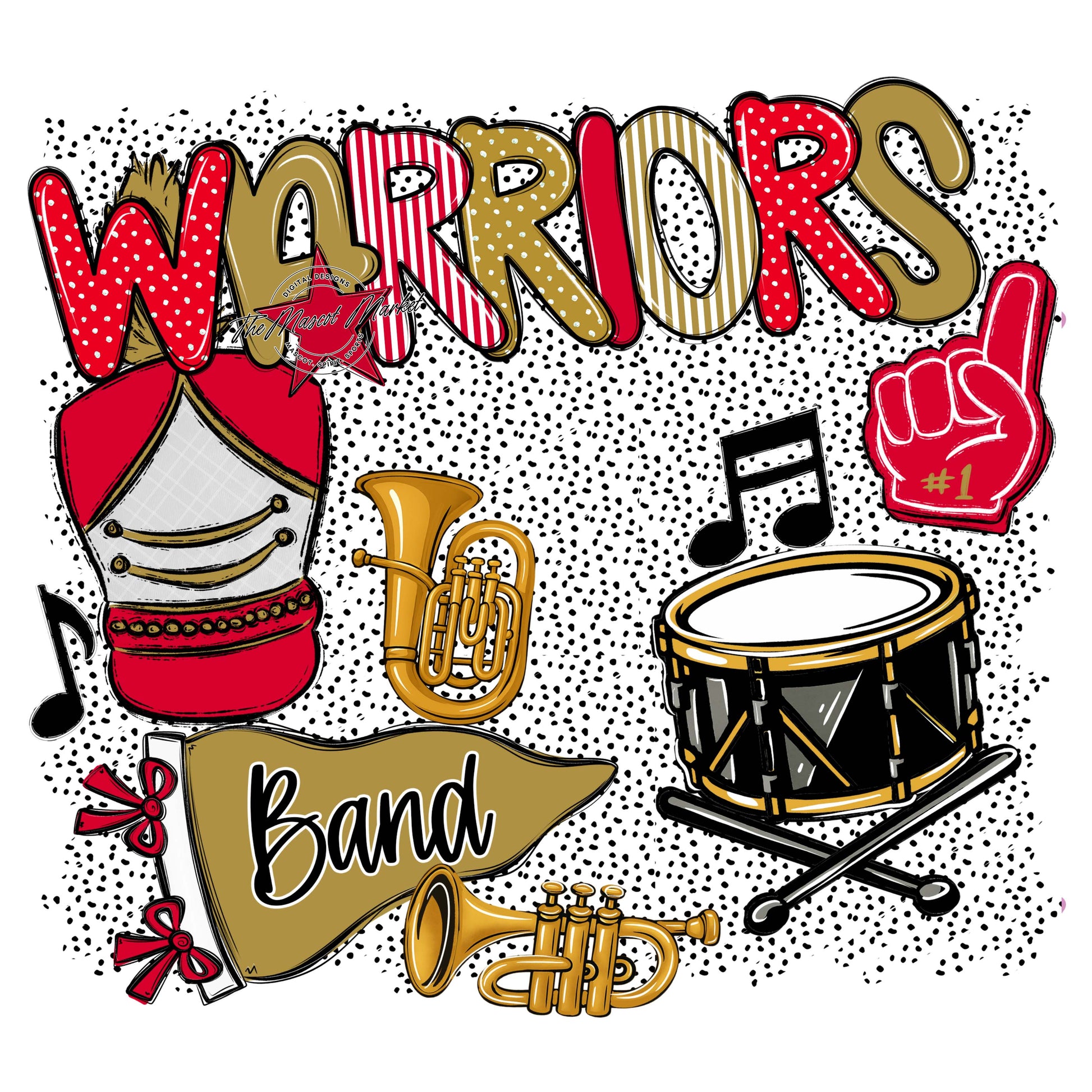 Warriors Band Spirit-Red & Gold