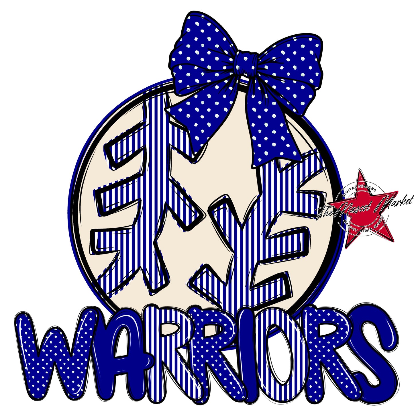 Warriors Baseball-Softball Spirit Design-Blue