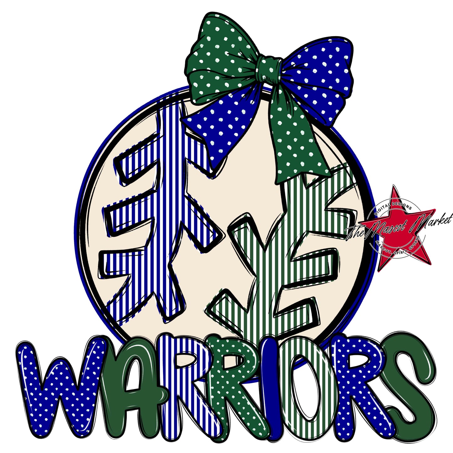 Warriors Baseball-Softball Spirit Design-Blue & Green