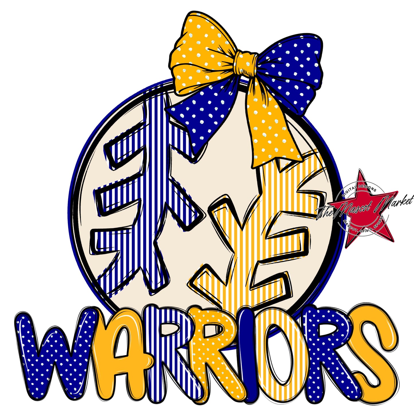 Warriors Baseball-Softball Spirit Design-Blue & Yellow