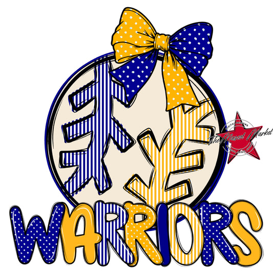 Warriors Baseball-Softball Spirit Design-Blue & Yellow