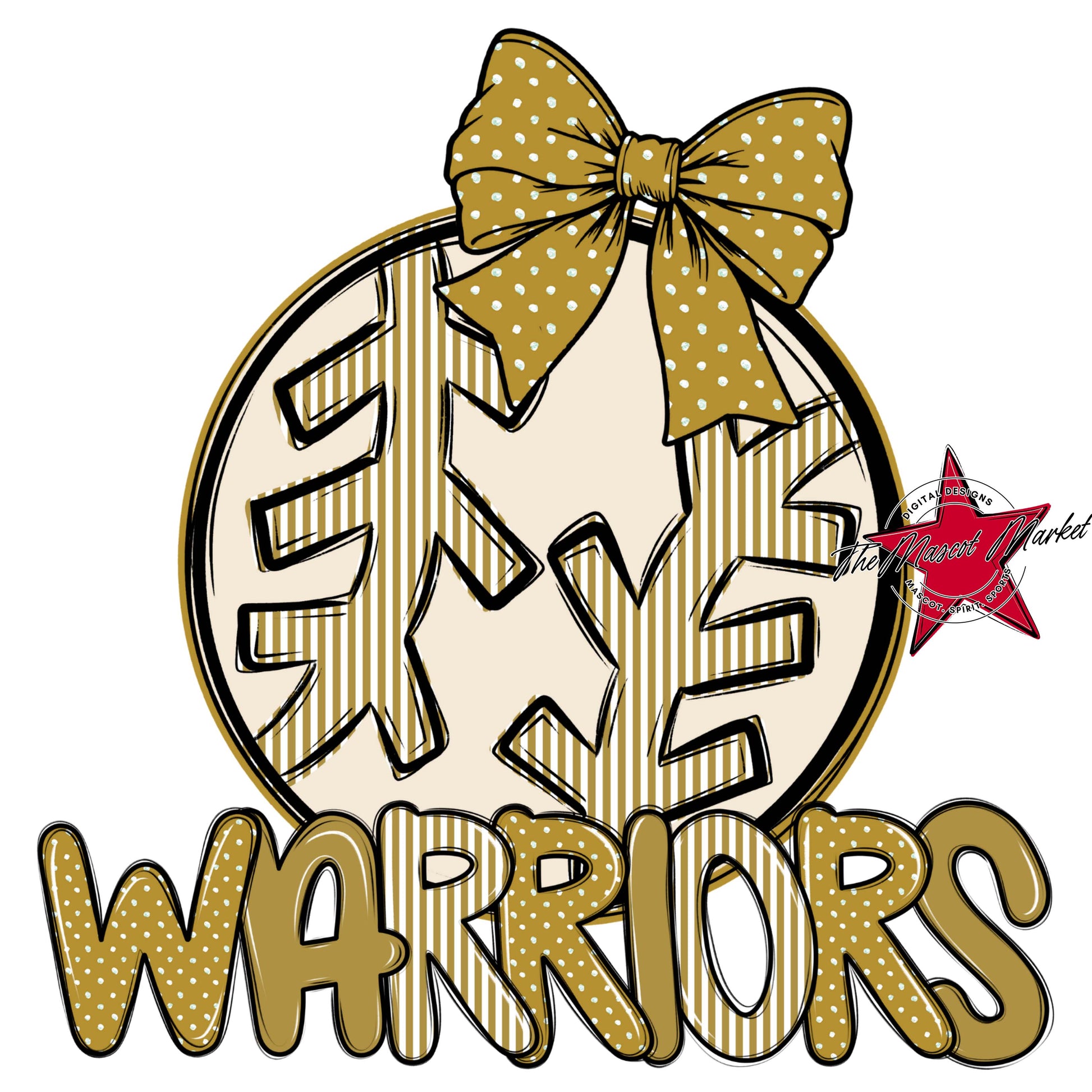 Warriors Baseball-Softball Spirit Design-Gold