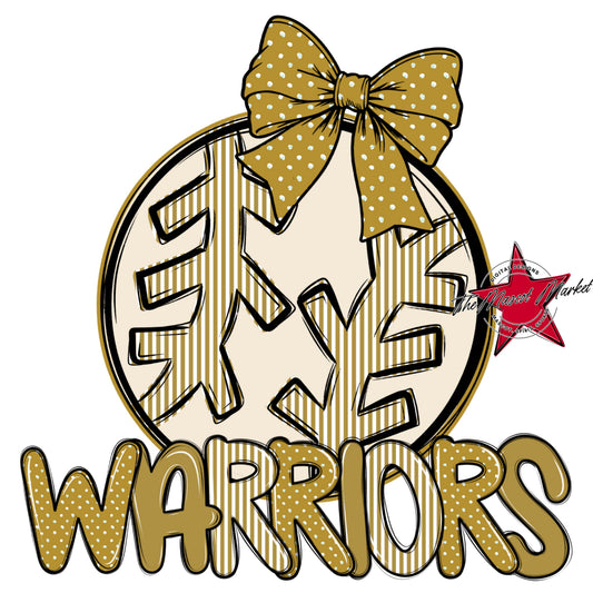 Warriors Baseball-Softball Spirit Design-Gold