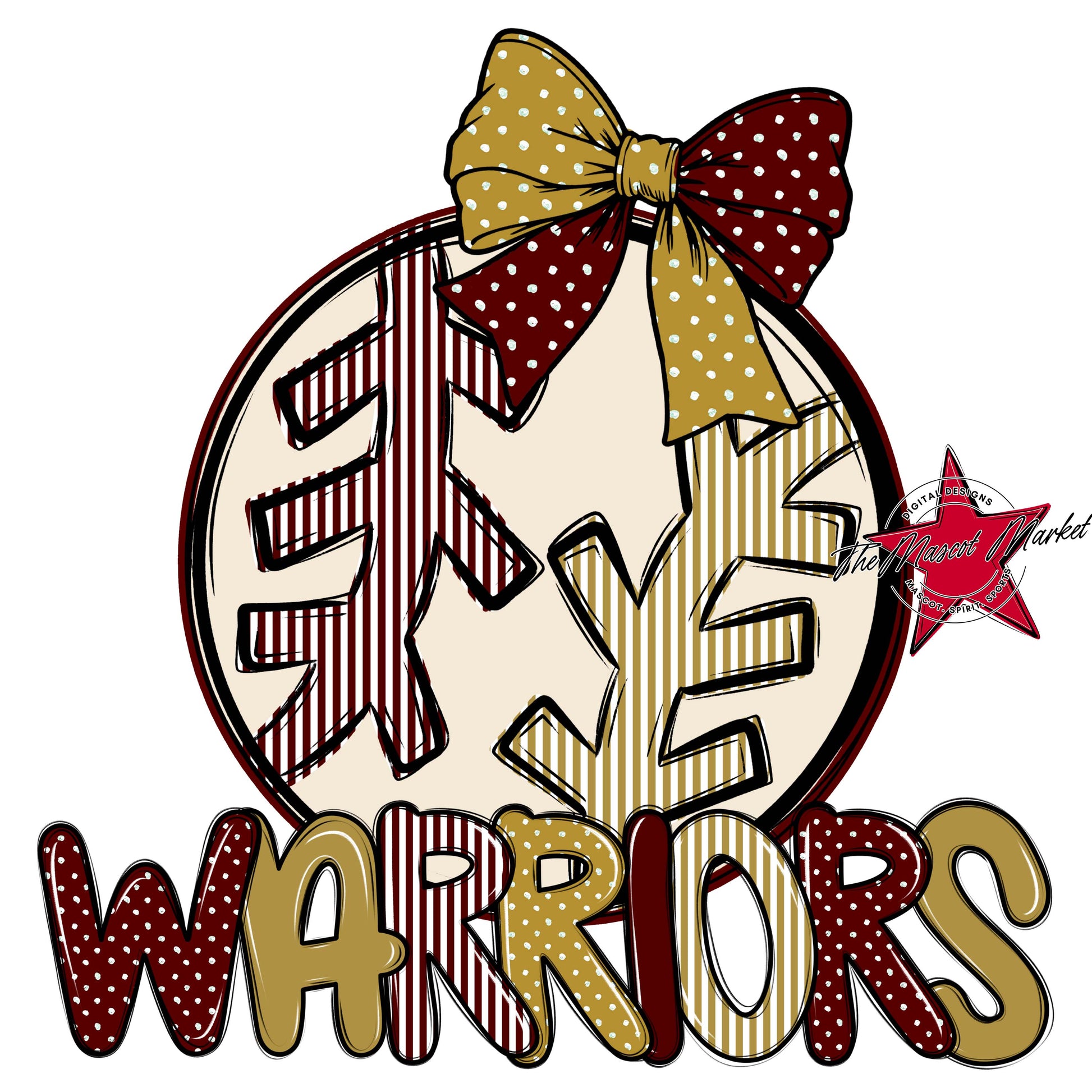 Warriors Baseball-Softball Spirit Design-Maroon & Gold
