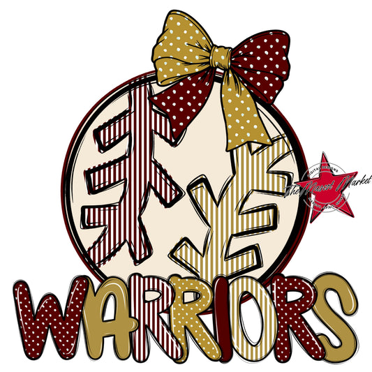Warriors Baseball-Softball Spirit Design-Maroon & Gold