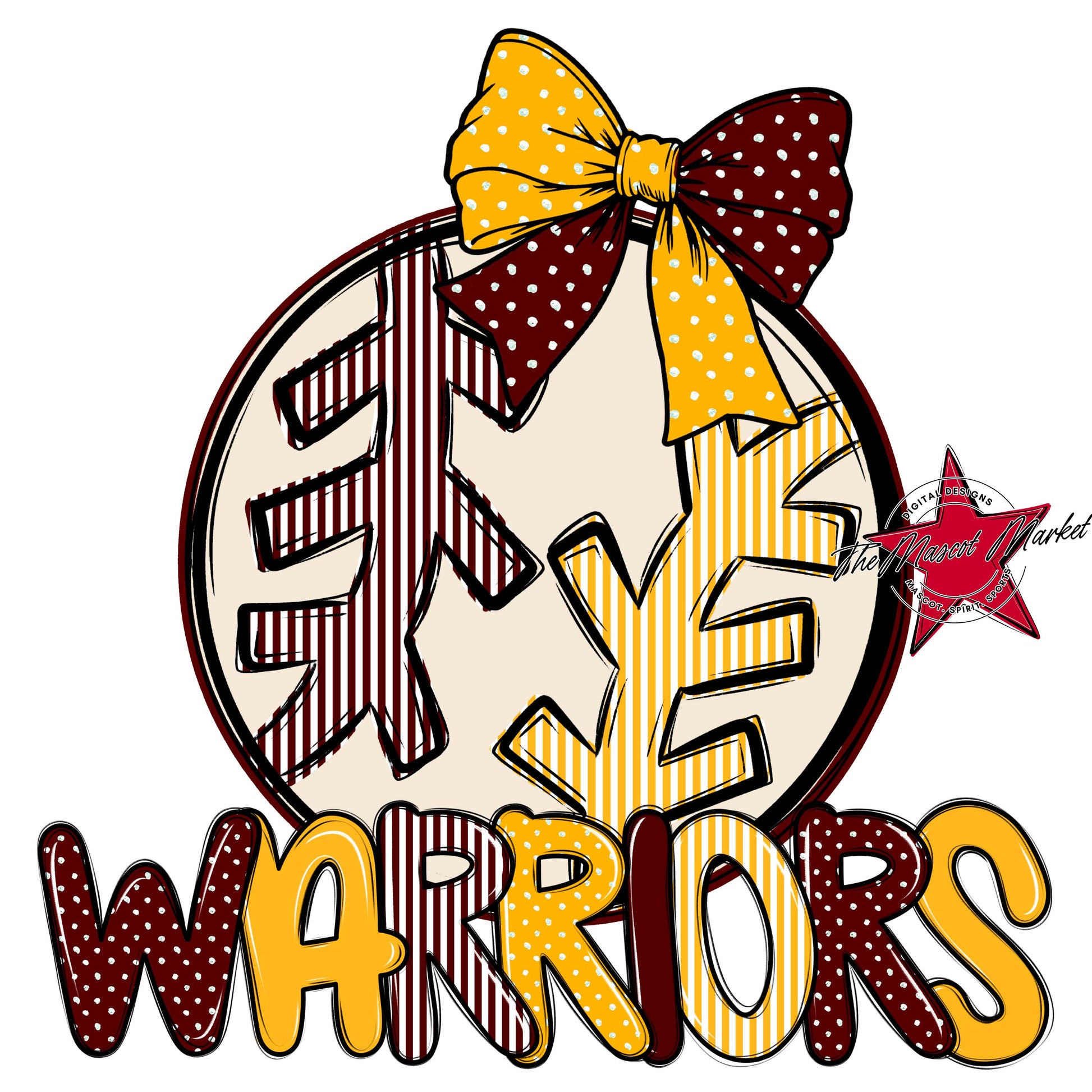 Warriors Baseball-Softball Spirit Design-Maroon & Yellow