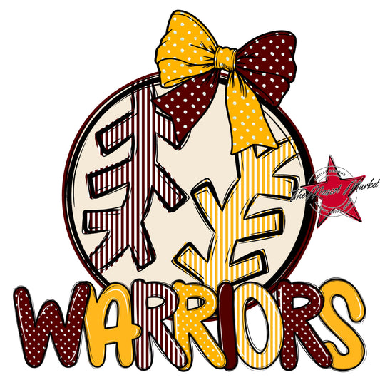 Warriors Baseball-Softball Spirit Design-Maroon & Yellow