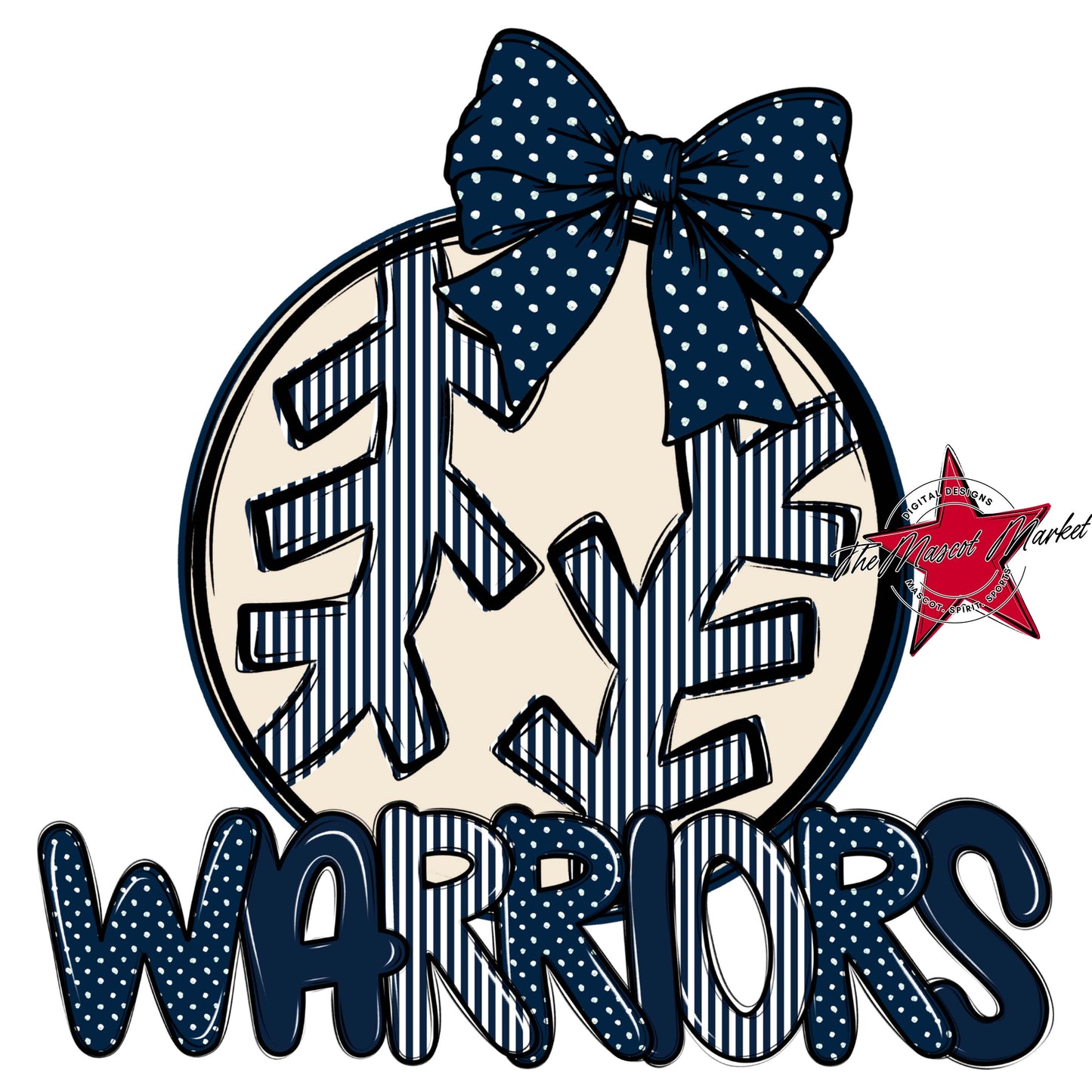Warriors Baseball-Softball Spirit Design-Navy