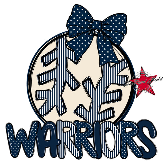Warriors Baseball-Softball Spirit Design-Navy
