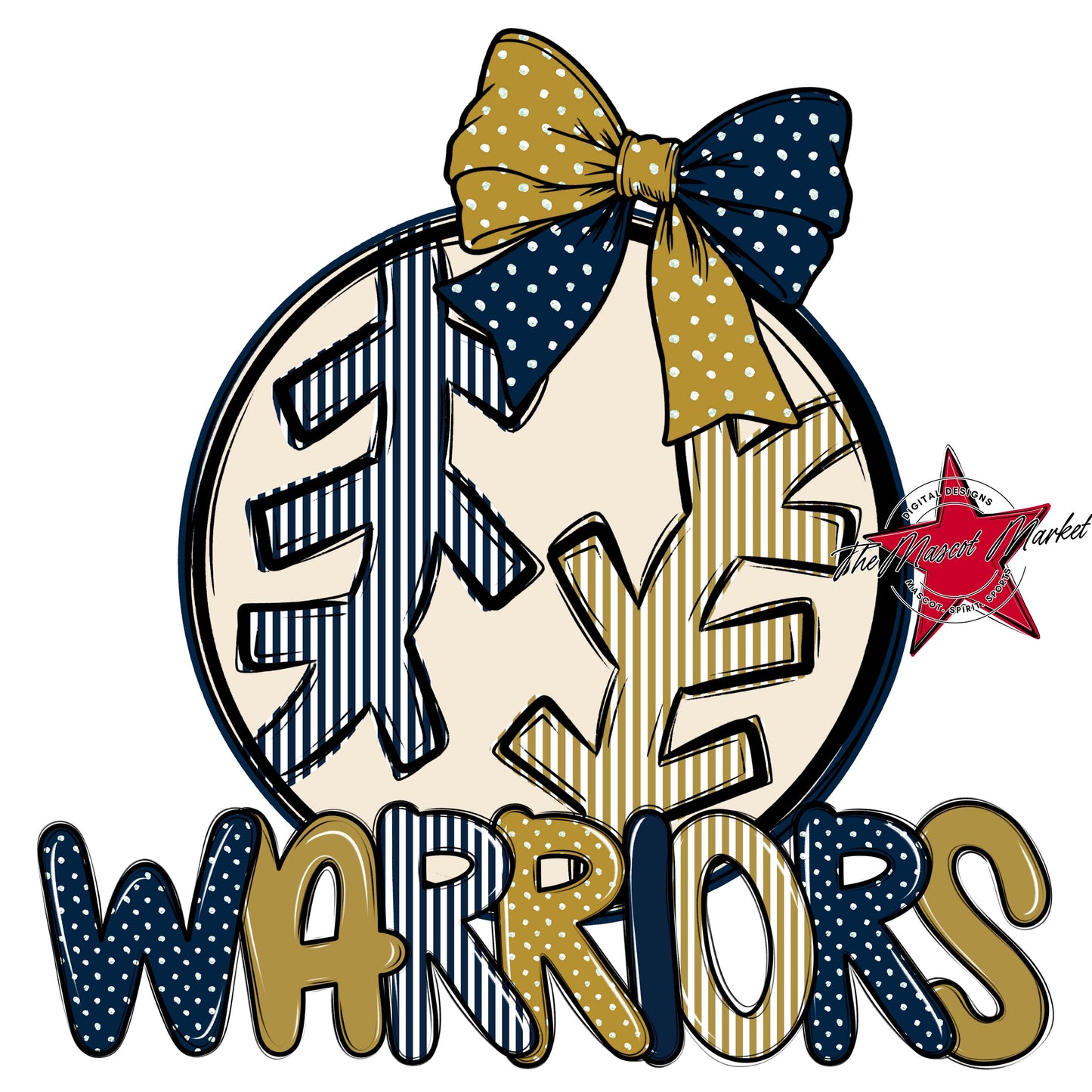 Warriors Baseball-Softball Spirit Design-Navy & Gold