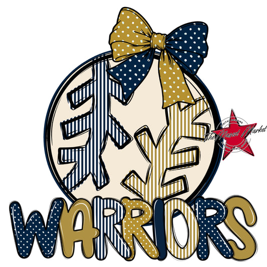 Warriors Baseball-Softball Spirit Design-Navy & Gold