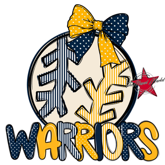 Warriors Baseball-Softball Spirit Design-Navy & Yellow