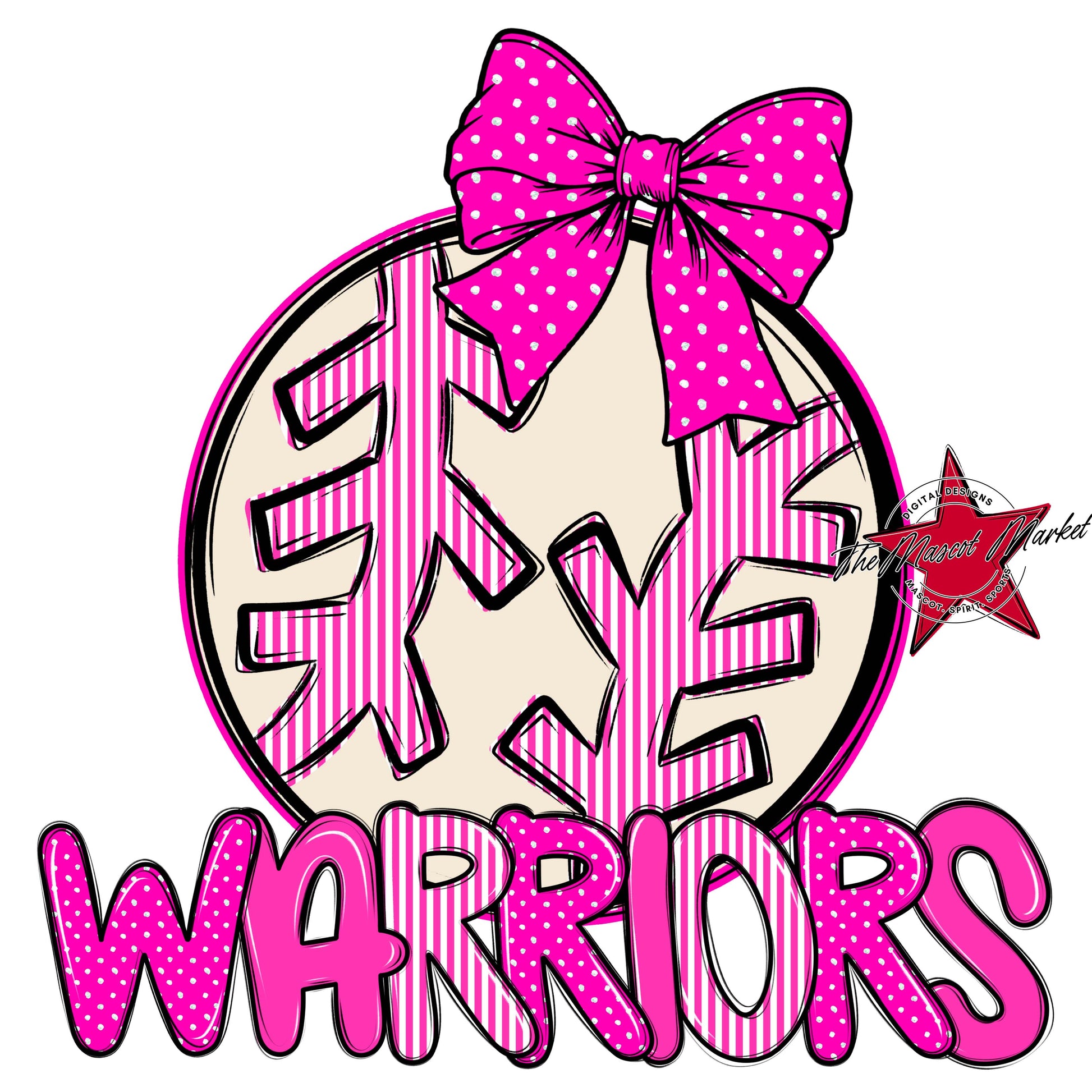 Warriors Baseball-Softball Spirit Design-Pink