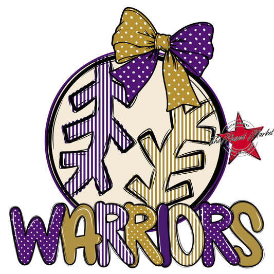 Warriors Baseball-Softball Spirit Design-Purple & Gold