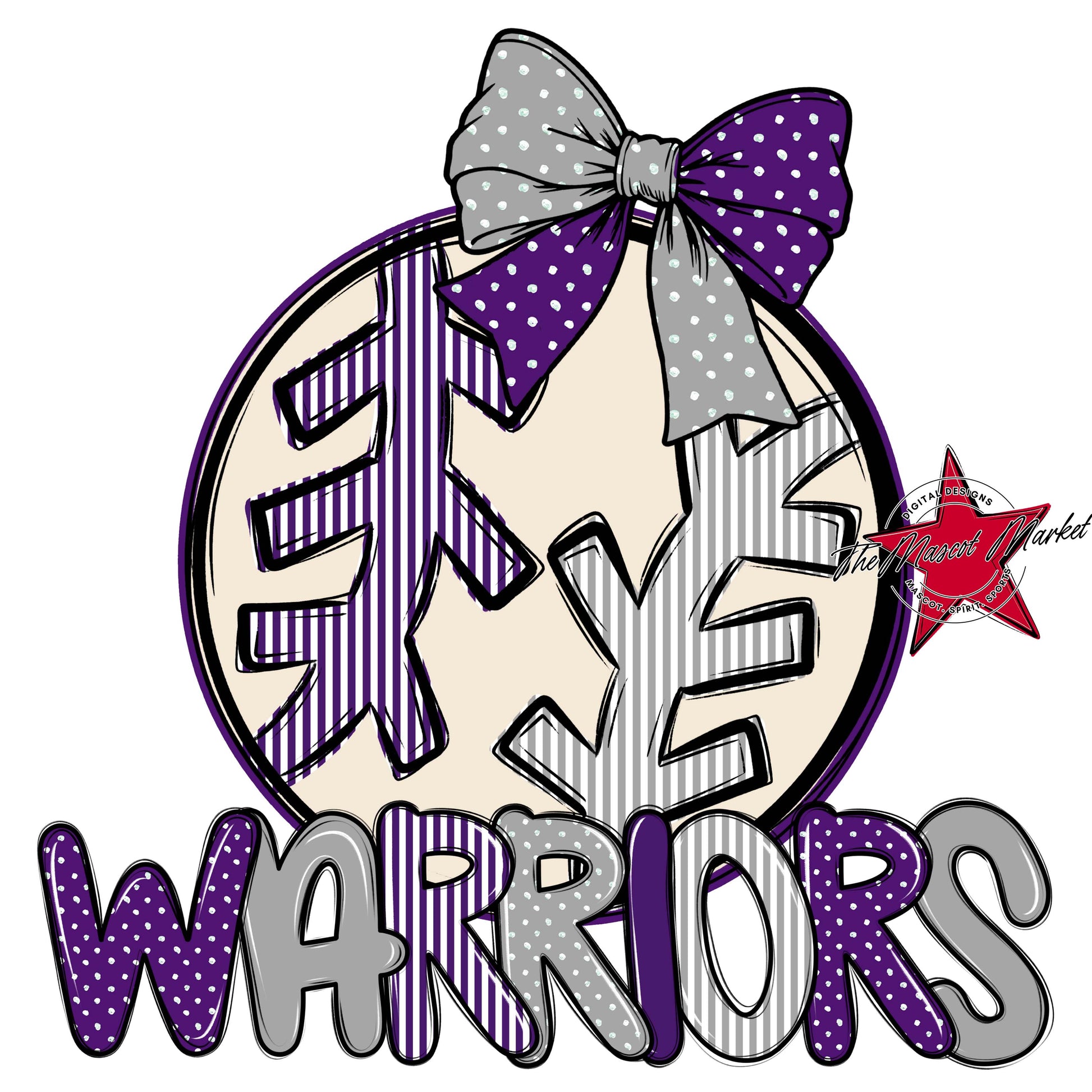 Warriors Baseball-Softball Spirit Design-Purple & Grey