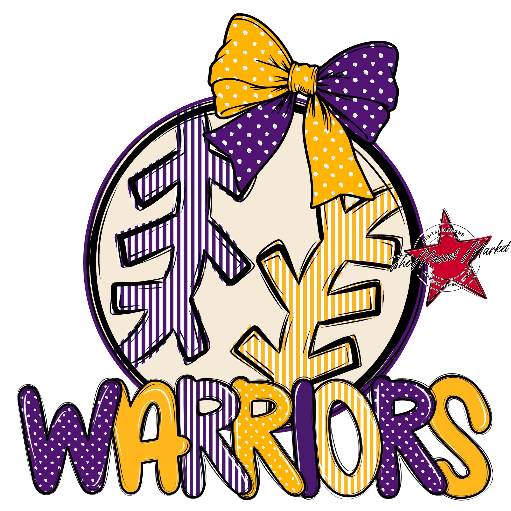 Warriors Baseball-Softball Spirit Design-Purple & Yellow
