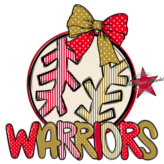 Warriors Baseball-Softball Spirit Design-Red & Gold