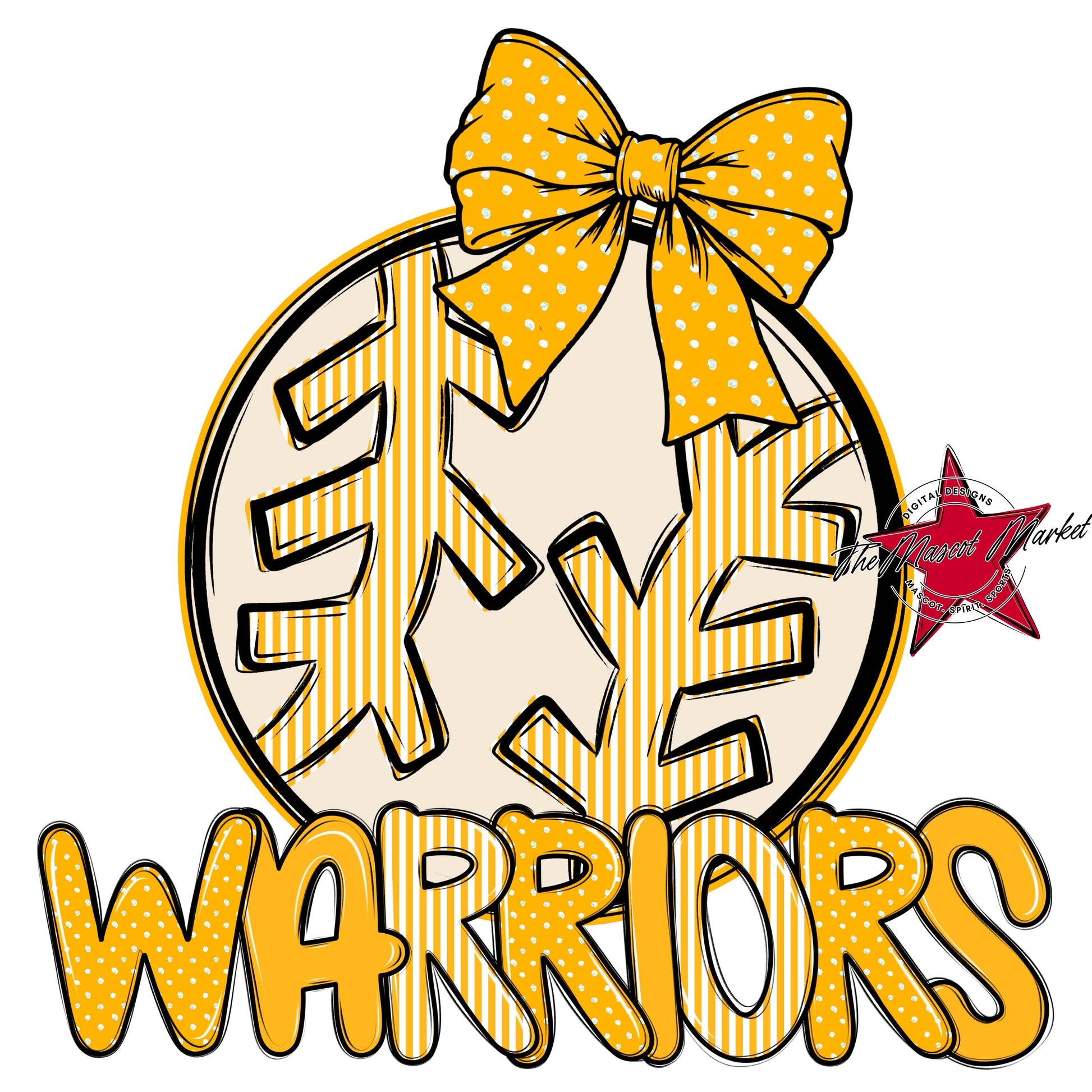 Warriors Baseball-Softball Spirit Design-Yellow