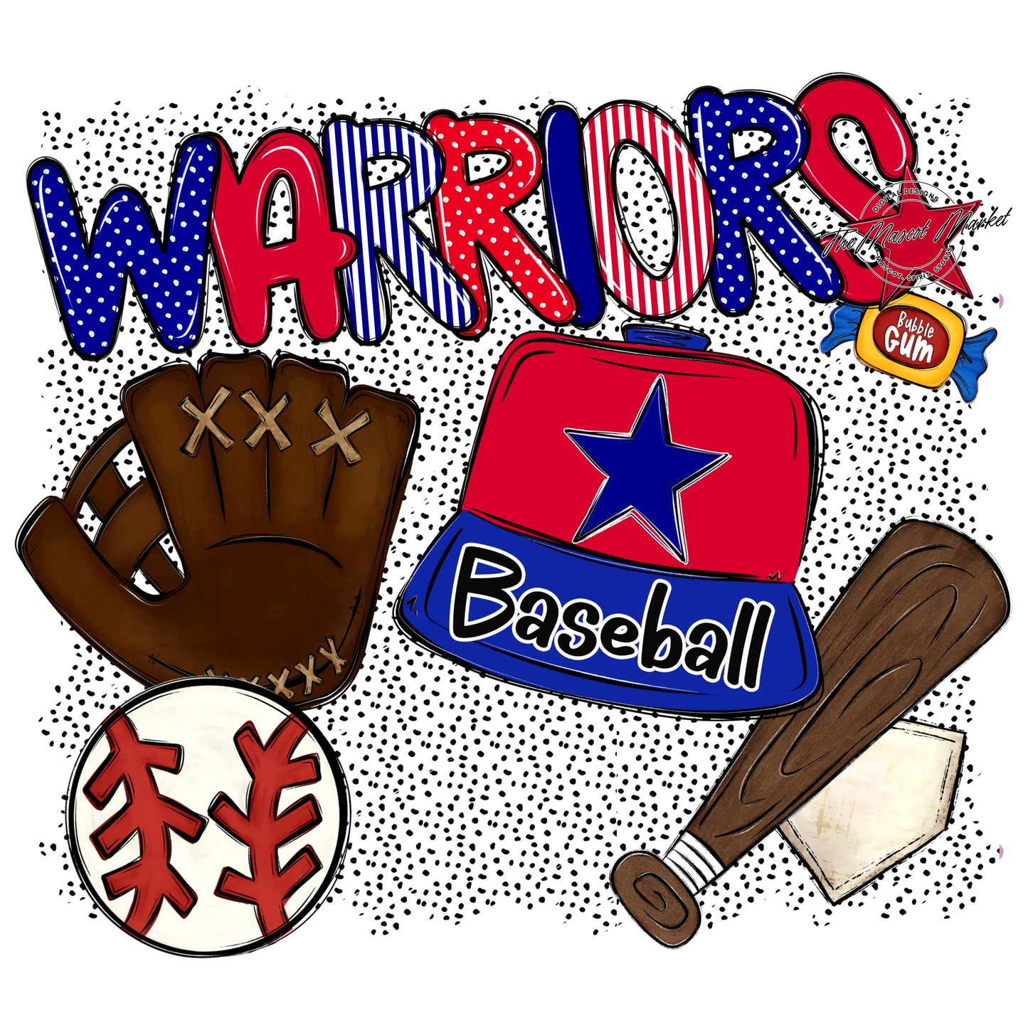 Warriors Baseball Spirit-Blue & Red