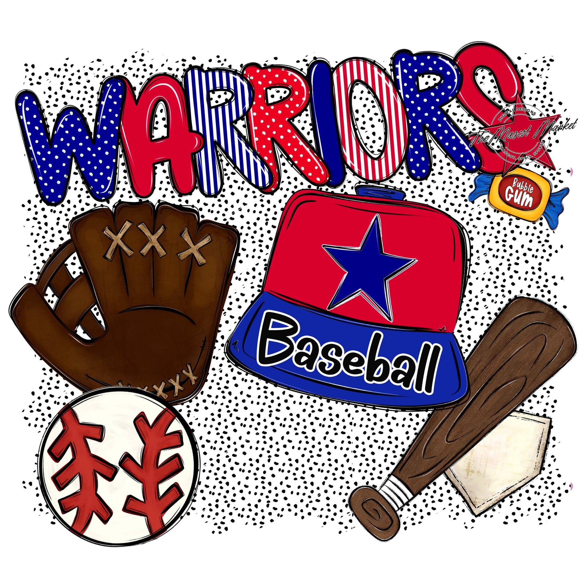 Warriors Baseball Spirit-Blue & Red