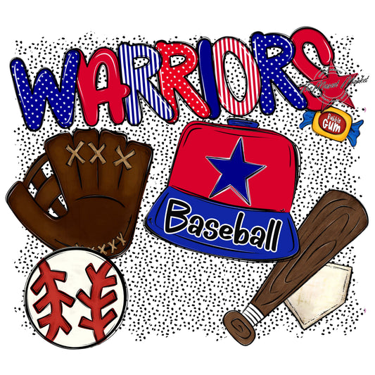 Warriors Baseball Spirit-Blue & Red