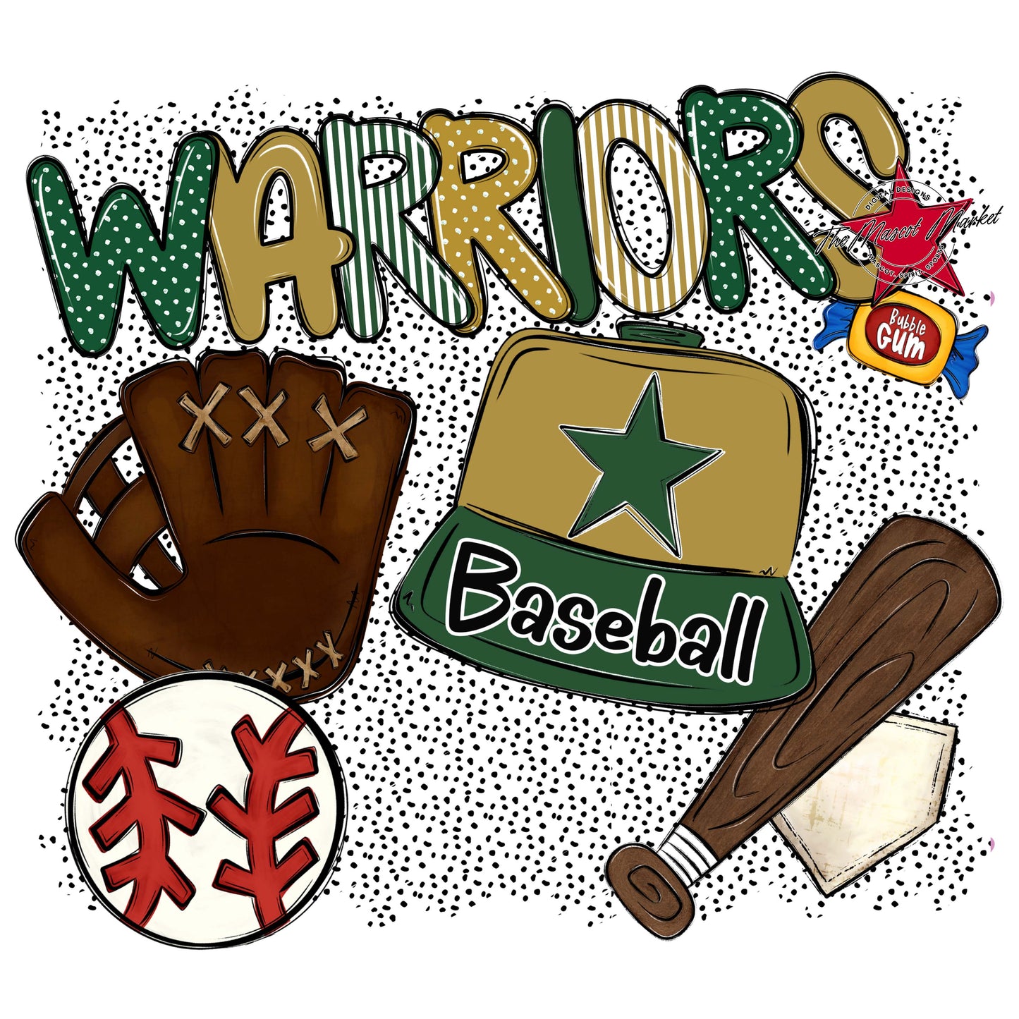 Warriors Baseball Spirit-Green & Gold