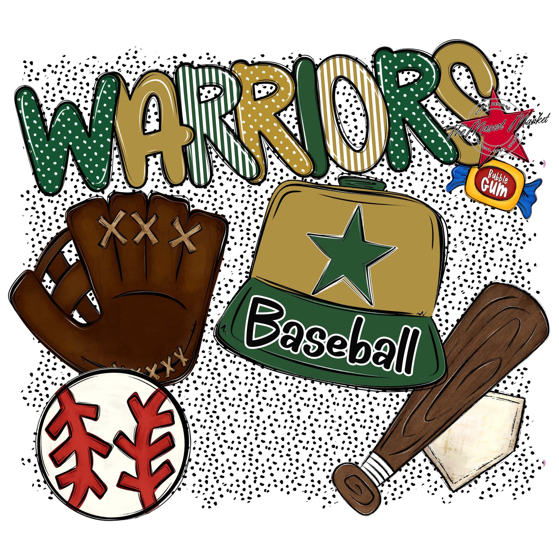 Warriors Baseball Spirit-Green & Gold