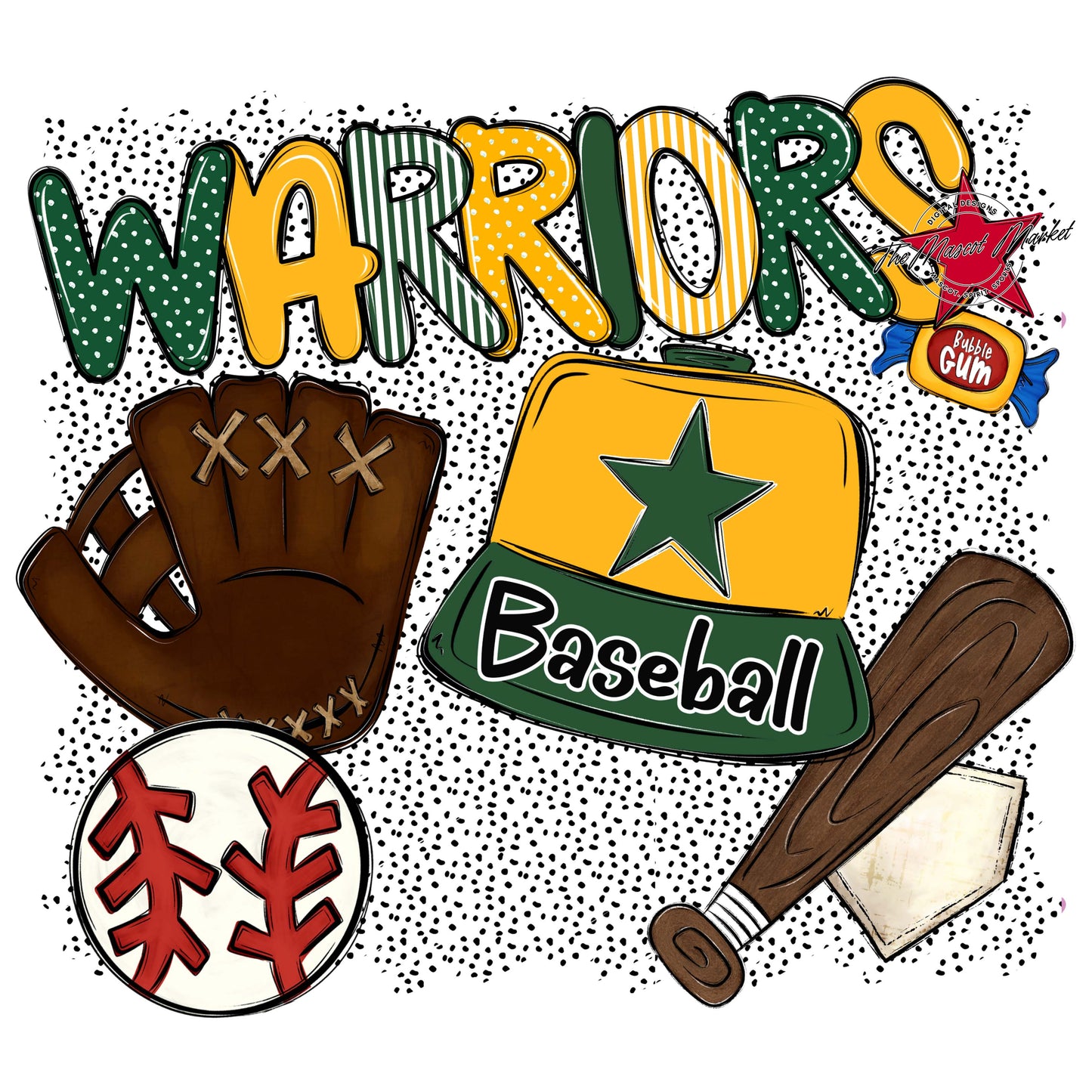Warriors Baseball Spirit-Green & Yellow