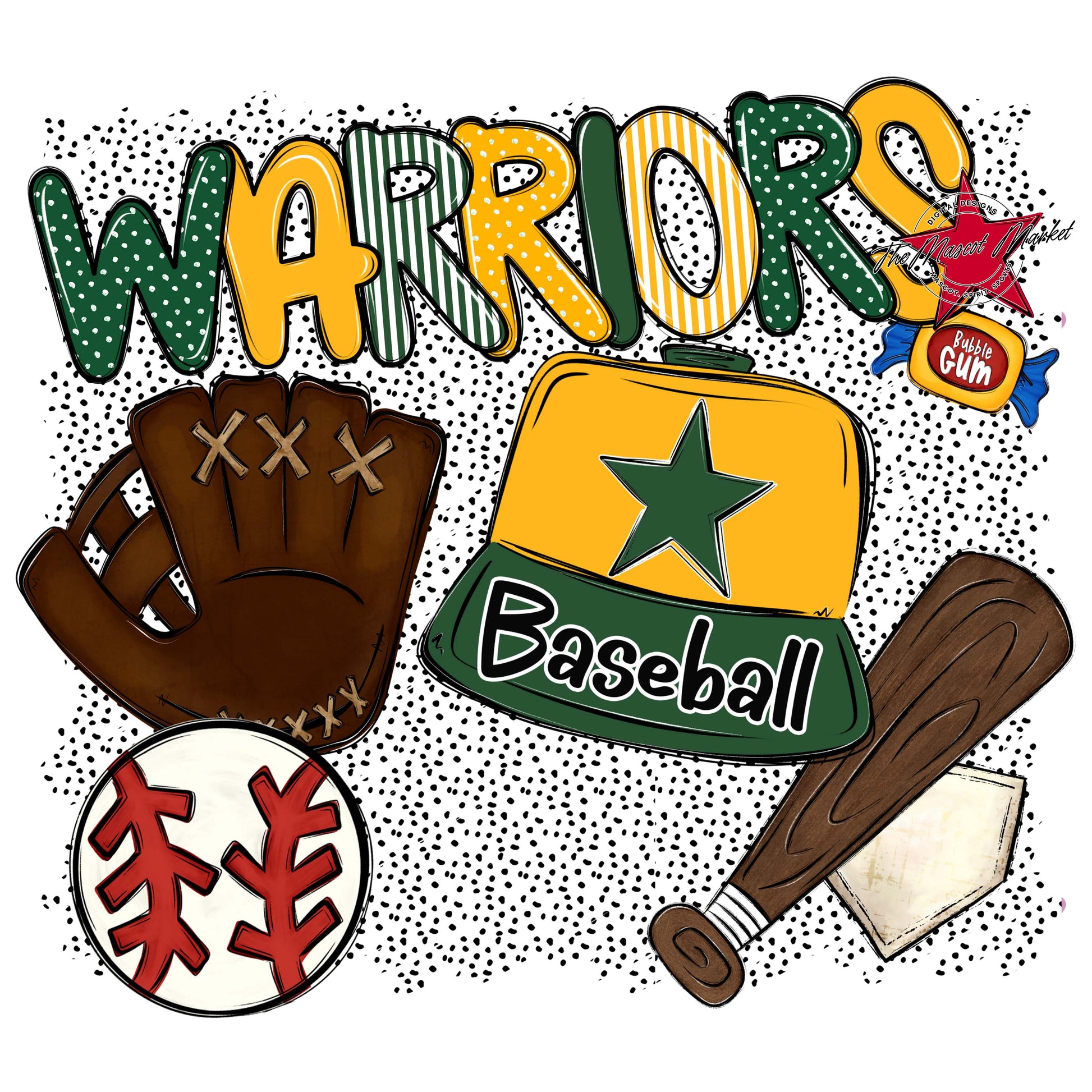 Warriors Baseball Spirit-Green & Yellow