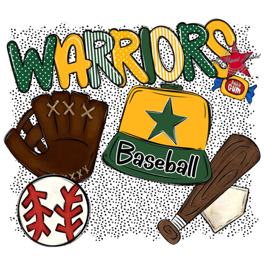 Warriors Baseball Spirit-Green & Yellow