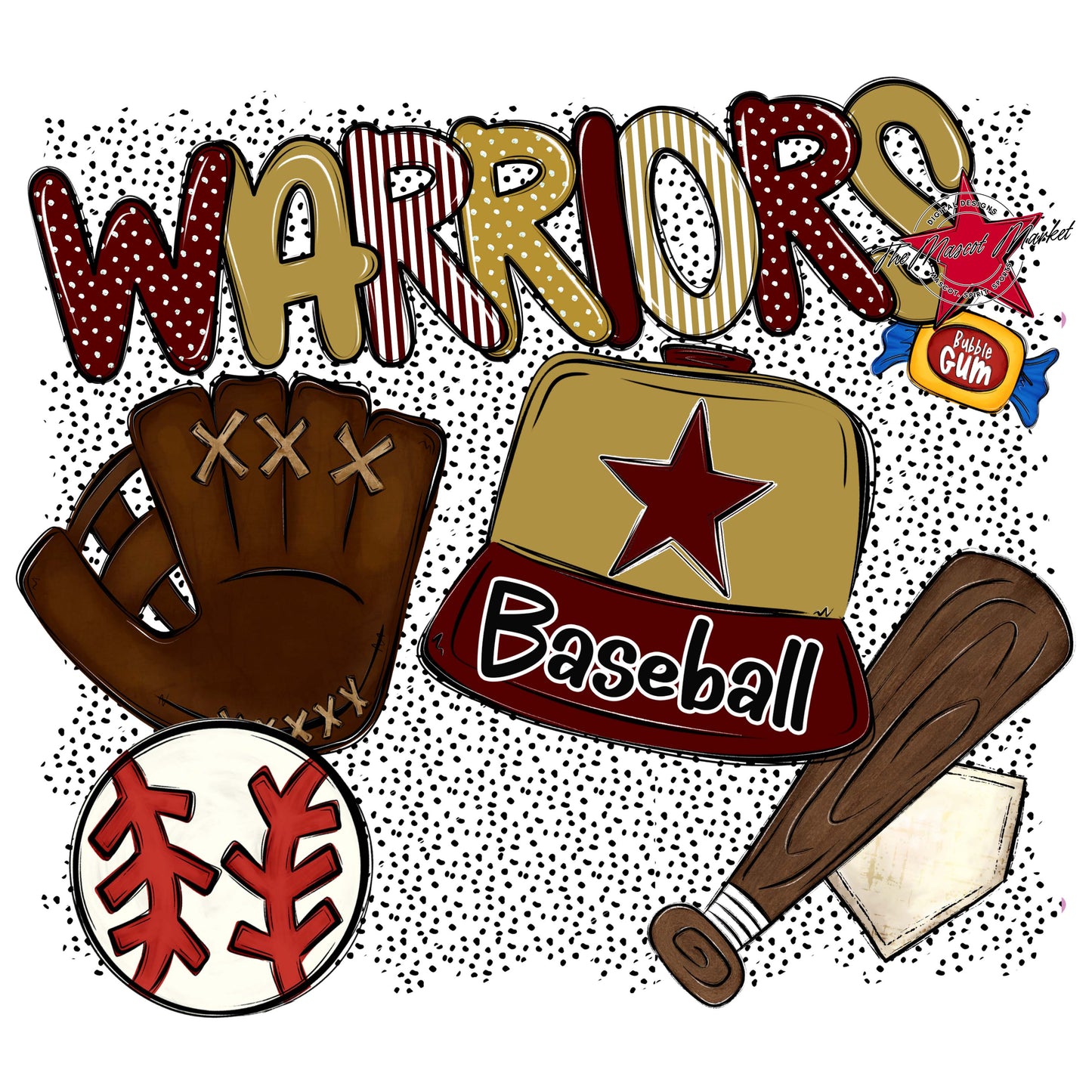 Warriors Baseball Spirit-Maroon & Gold