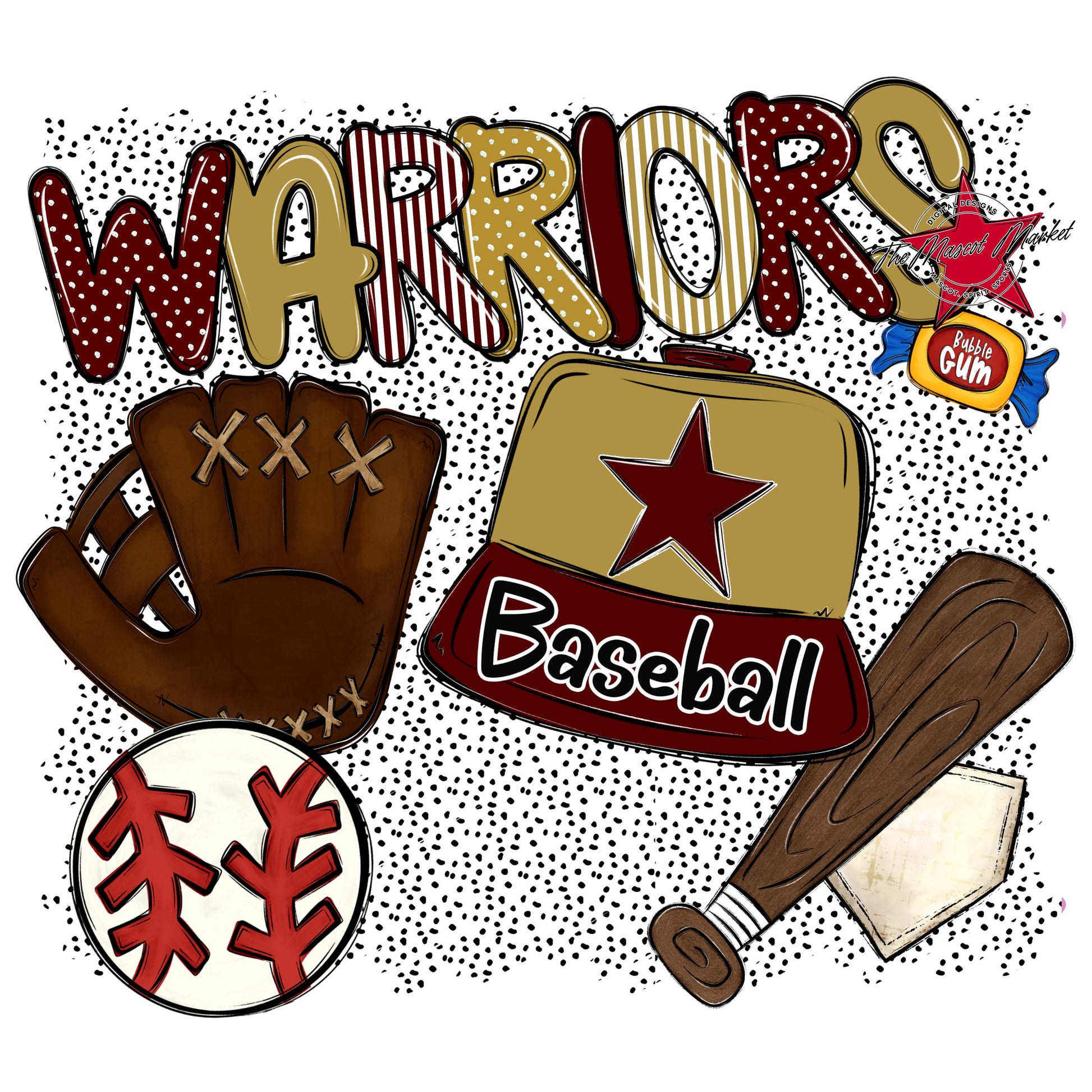 Warriors Baseball Spirit-Maroon & Gold