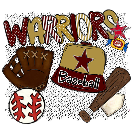 Warriors Baseball Spirit-Maroon & Gold